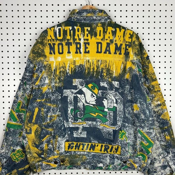 Pro Player Other - Notre Dame Vintage Jean Jacket Sz XL Pro Player All Over AOP Fighting Irish 90s